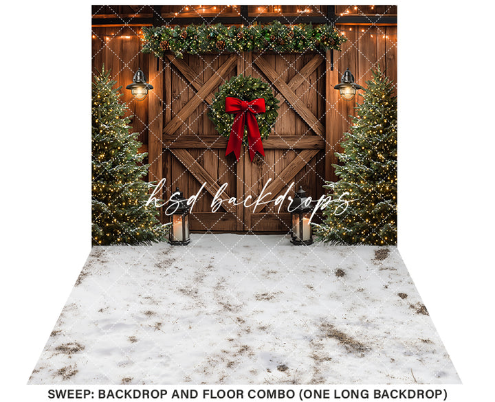 Farmhouse Christmas Barn Doors (sweep options) - HSD Photography Backdrops