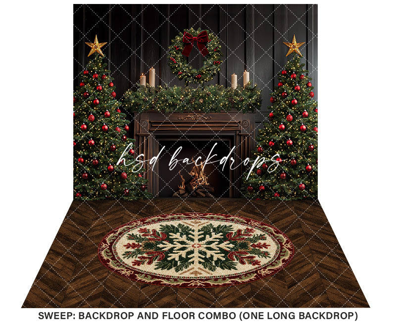 Antique Fireplace Wreath (sweep options) - HSD Photography Backdrops