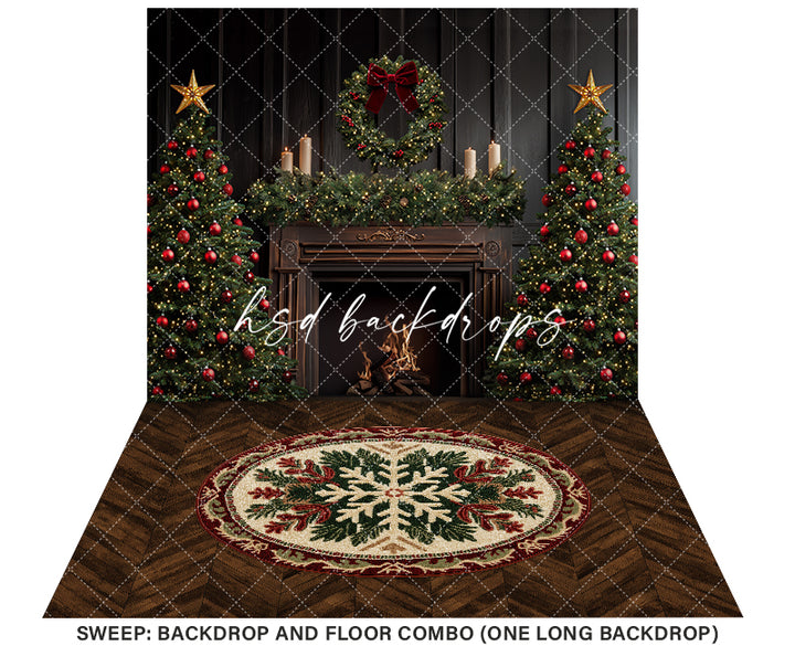 Antique Fireplace Wreath (sweep options) - HSD Photography Backdrops