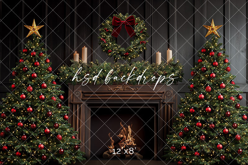 Antique Fireplace Wreath (sweep options) - HSD Photography Backdrops