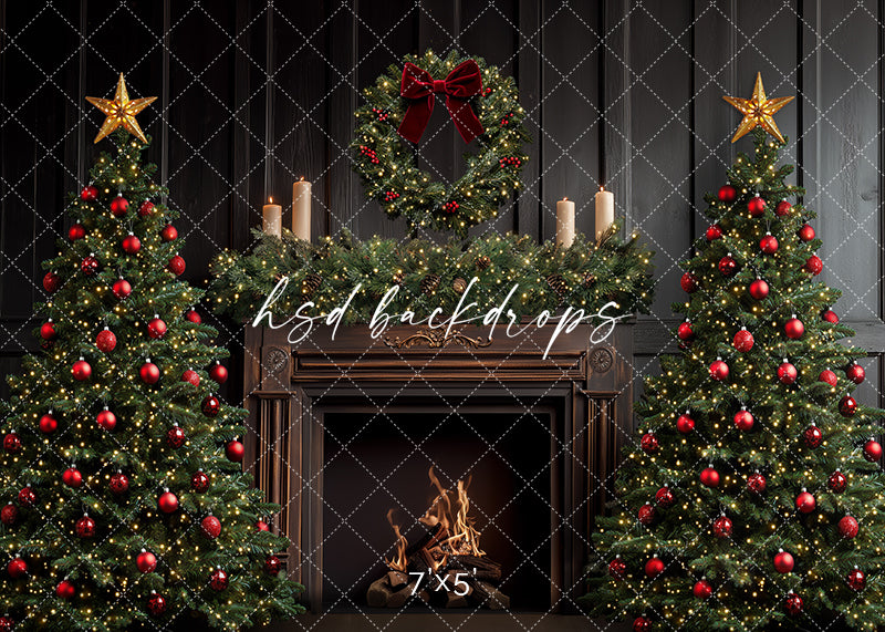 Antique Fireplace Wreath (sweep options) - HSD Photography Backdrops