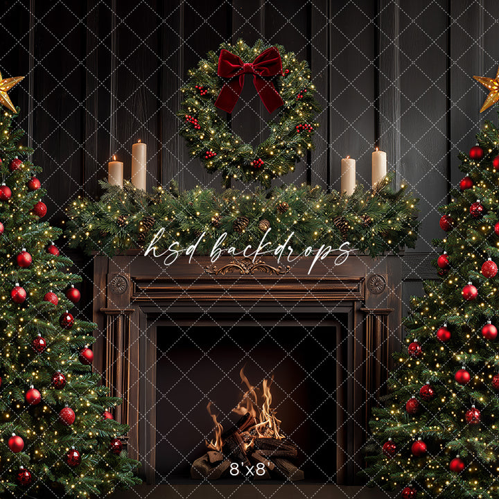 Antique Fireplace Wreath (sweep options) - HSD Photography Backdrops