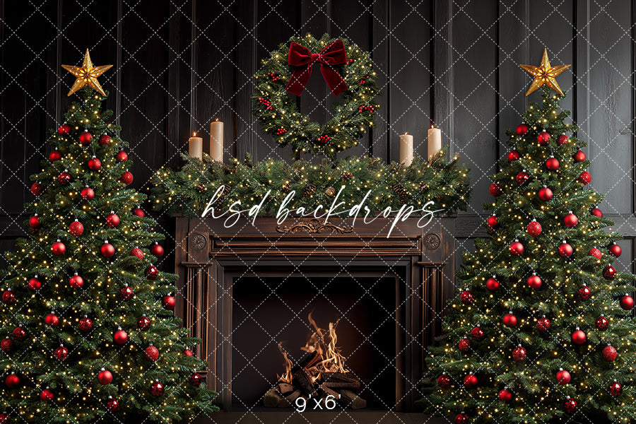 Antique Fireplace Wreath (sweep options) - HSD Photography Backdrops