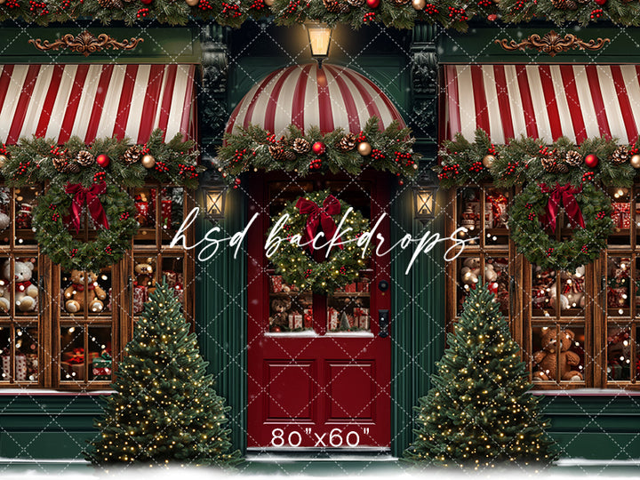 Classic Christmas Storefront  Photo Backdrop