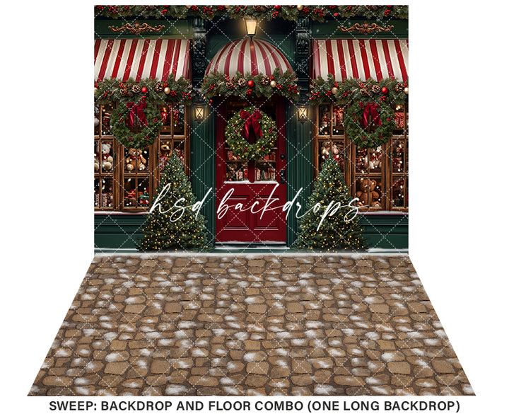 Classic Christmas Storefront (sweep options) - HSD Photography Backdrops