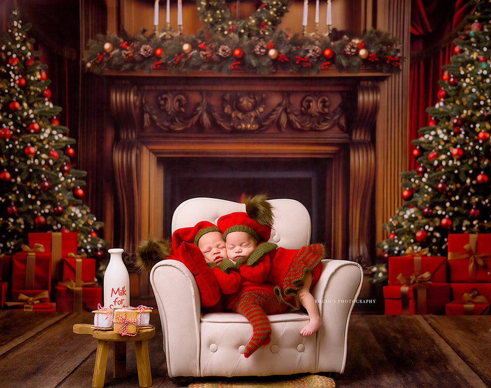 Grand Christmas Fireplace (sweep options) - HSD Photography Backdrops