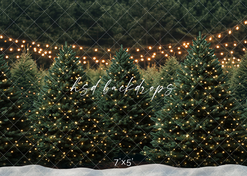 Twinkling Tree Farm with Snow (sweep options) - HSD Photography Backdrops