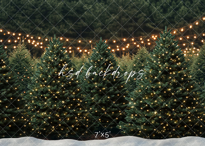 Twinkling Tree Farm with Snow (sweep options) - HSD Photography Backdrops