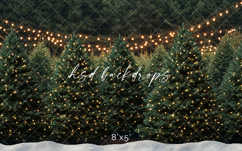 Twinkling Tree Farm with Snow (sweep options) - HSD Photography Backdrops