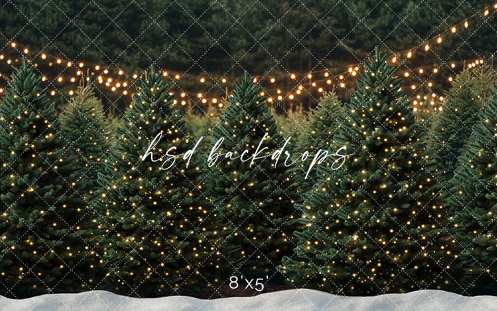 Twinkling Tree Farm with Snow (sweep options) - HSD Photography Backdrops
