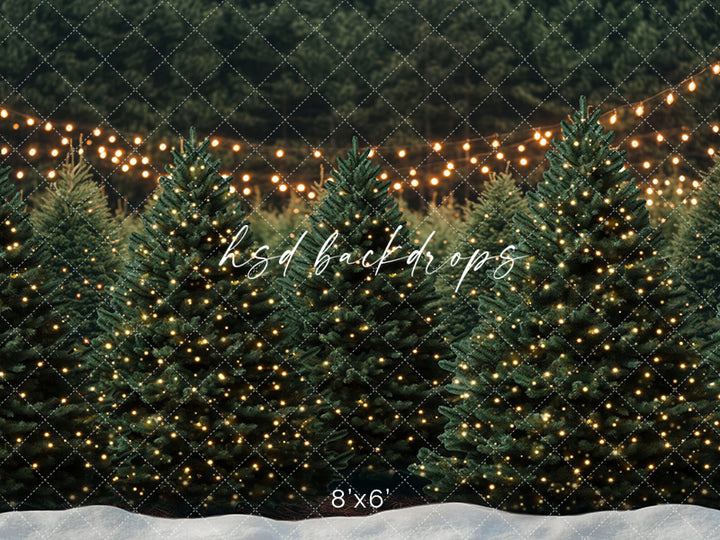 Twinkling Tree Farm with Snow (sweep options) - HSD Photography Backdrops
