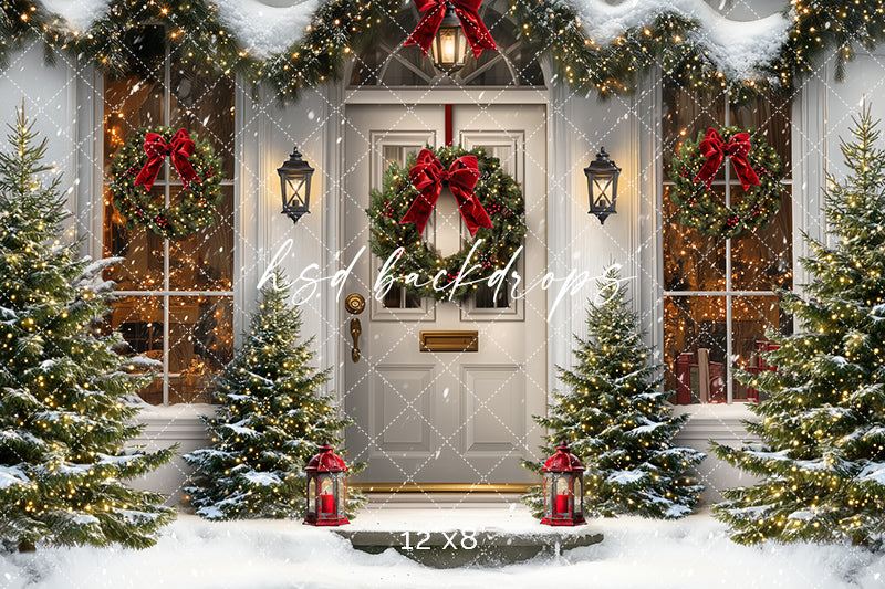 Snowy Christmas Door (sweep options) - HSD Photography Backdrops