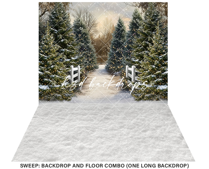 Snowy Winter Trees Pathway (sweep options) - HSD Photography Backdrops
