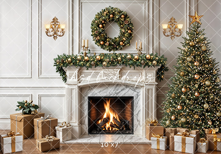 Festive Flames Fireplace (sweep options) - HSD Photography Backdrops