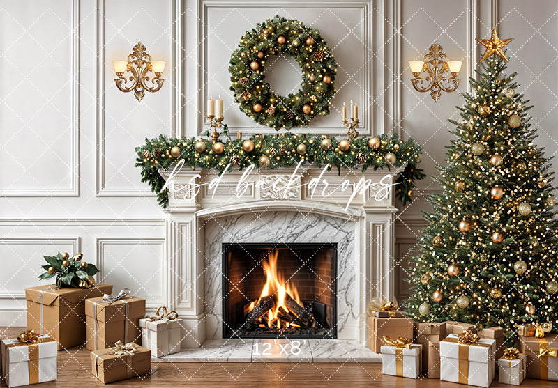 Festive Flames Fireplace (sweep options) - HSD Photography Backdrops