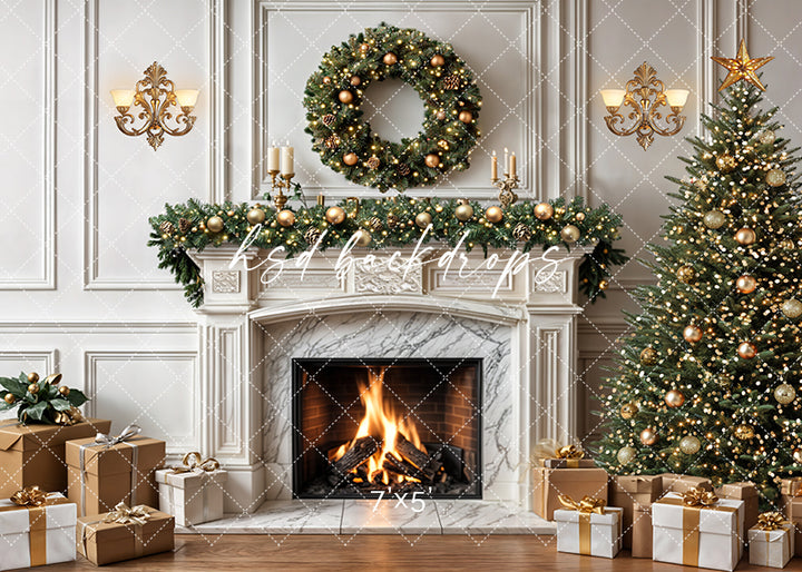 Festive Flames Fireplace (sweep options) - HSD Photography Backdrops