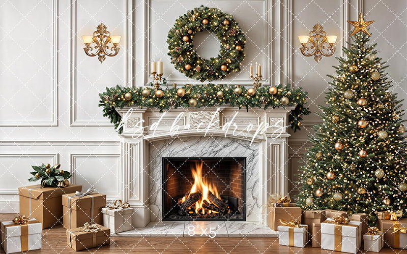 Festive Flames Fireplace (sweep options) - HSD Photography Backdrops