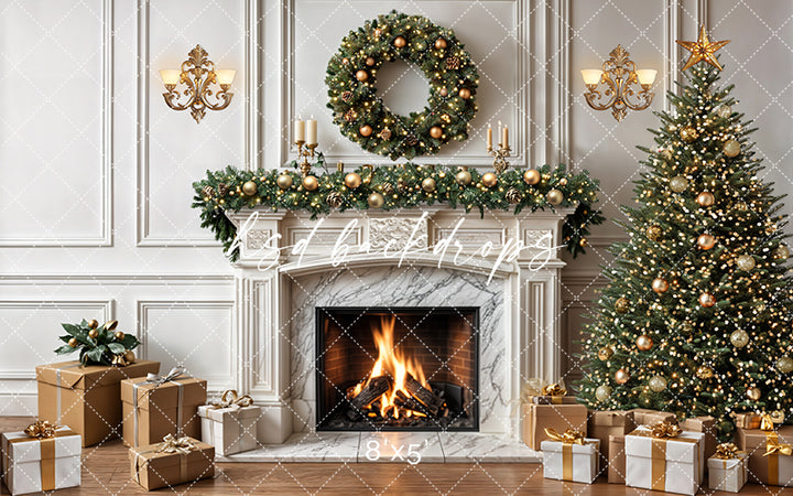 Festive Flames Fireplace (sweep options) - HSD Photography Backdrops