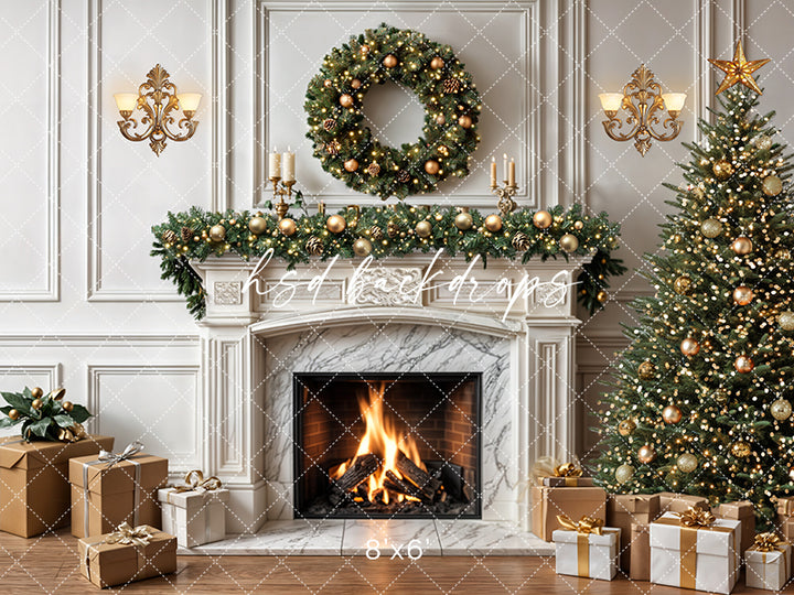 Festive Flames Fireplace (sweep options) - HSD Photography Backdrops