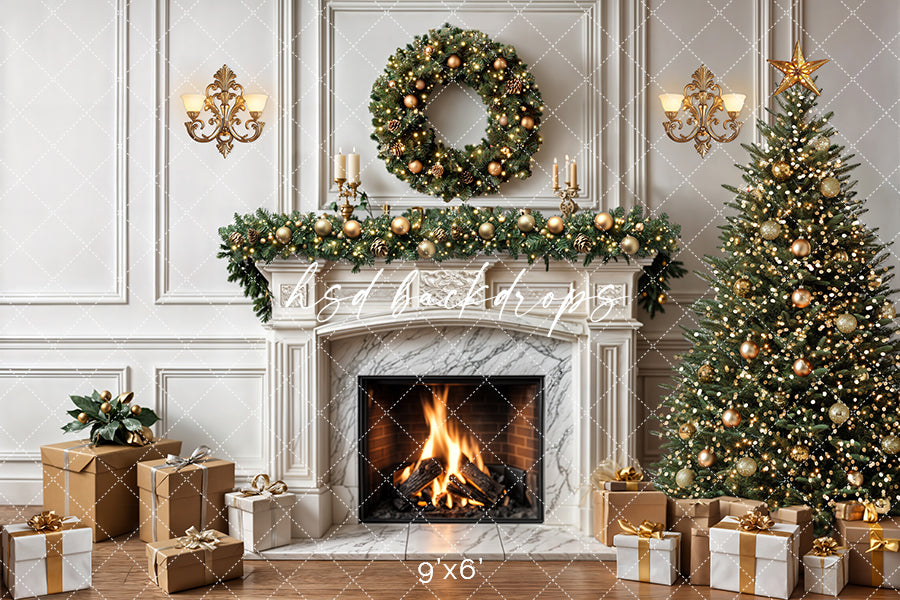 Festive Flames Fireplace (sweep options) - HSD Photography Backdrops