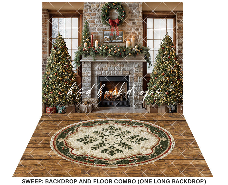 Christmas Cabin Fireplace (sweep options) - HSD Photography Backdrops