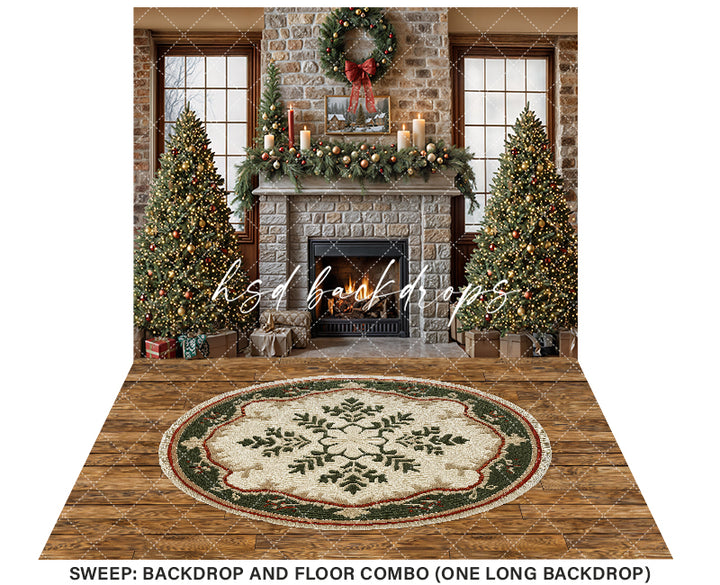 Christmas Cabin Fireplace (sweep options) - HSD Photography Backdrops