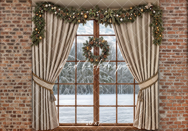 Christmas Cabin Window (sweep options) - HSD Photography Backdrops