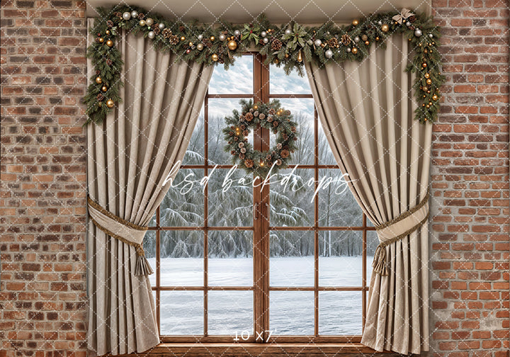 Christmas Cabin Window (sweep options) - HSD Photography Backdrops