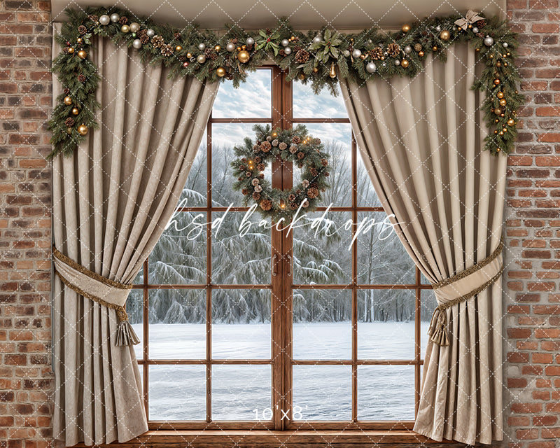 Christmas Cabin Window (sweep options) - HSD Photography Backdrops