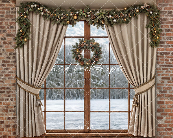 Christmas Cabin Window (sweep options) - HSD Photography Backdrops