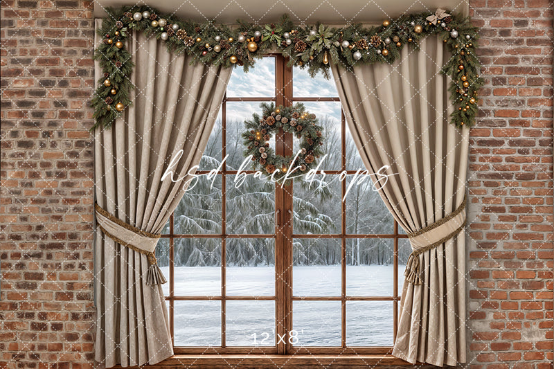 Christmas Cabin Window (sweep options) - HSD Photography Backdrops