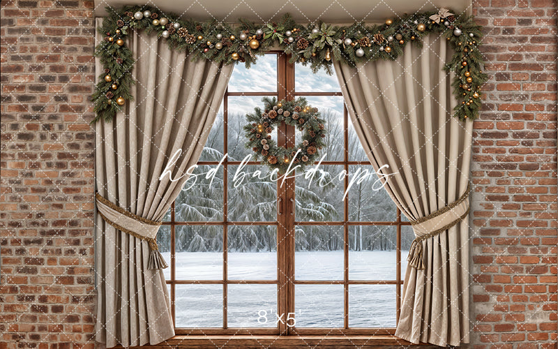 Christmas Cabin Window (sweep options) - HSD Photography Backdrops