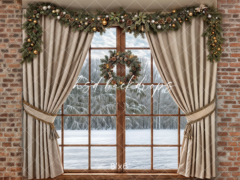 Christmas Cabin Window (sweep options) - HSD Photography Backdrops