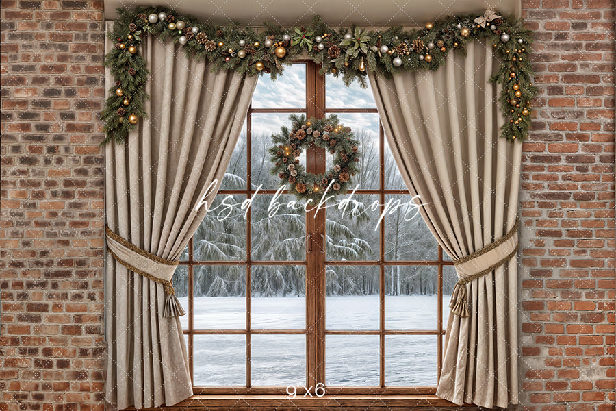 Christmas Cabin Window (sweep options) - HSD Photography Backdrops