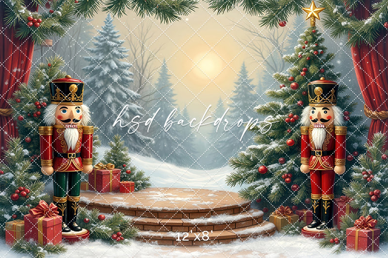 Nutcracker Stage Christmas Backdrop (sweep options)