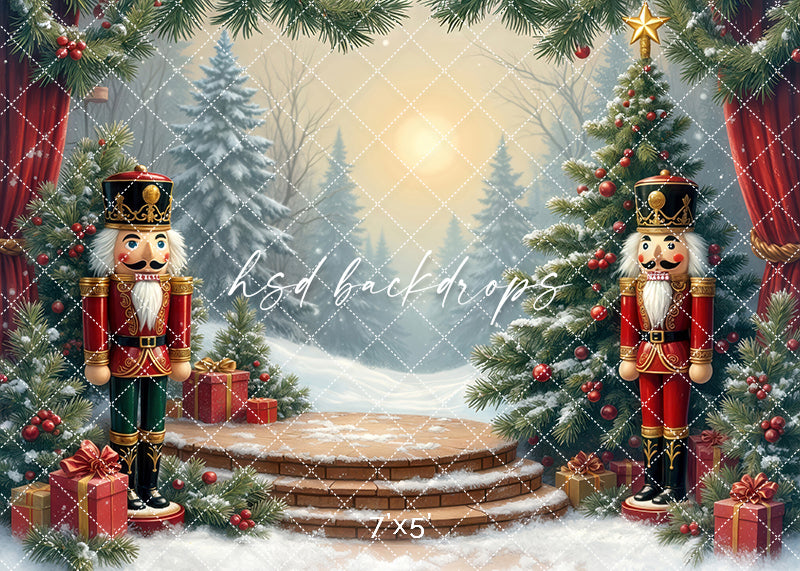 Nutcracker Stage Christmas Backdrop (sweep options)