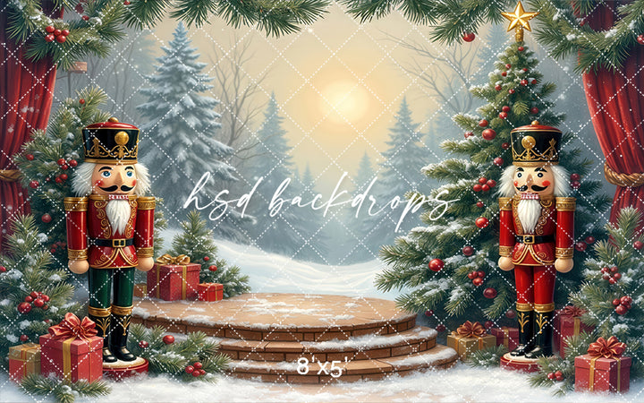 Nutcracker Stage Christmas Backdrop (sweep options)