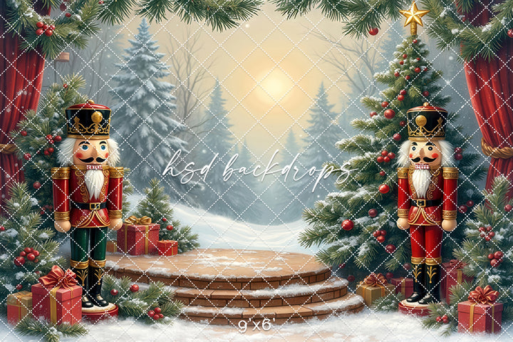 Nutcracker Stage Christmas Backdrop (sweep options)