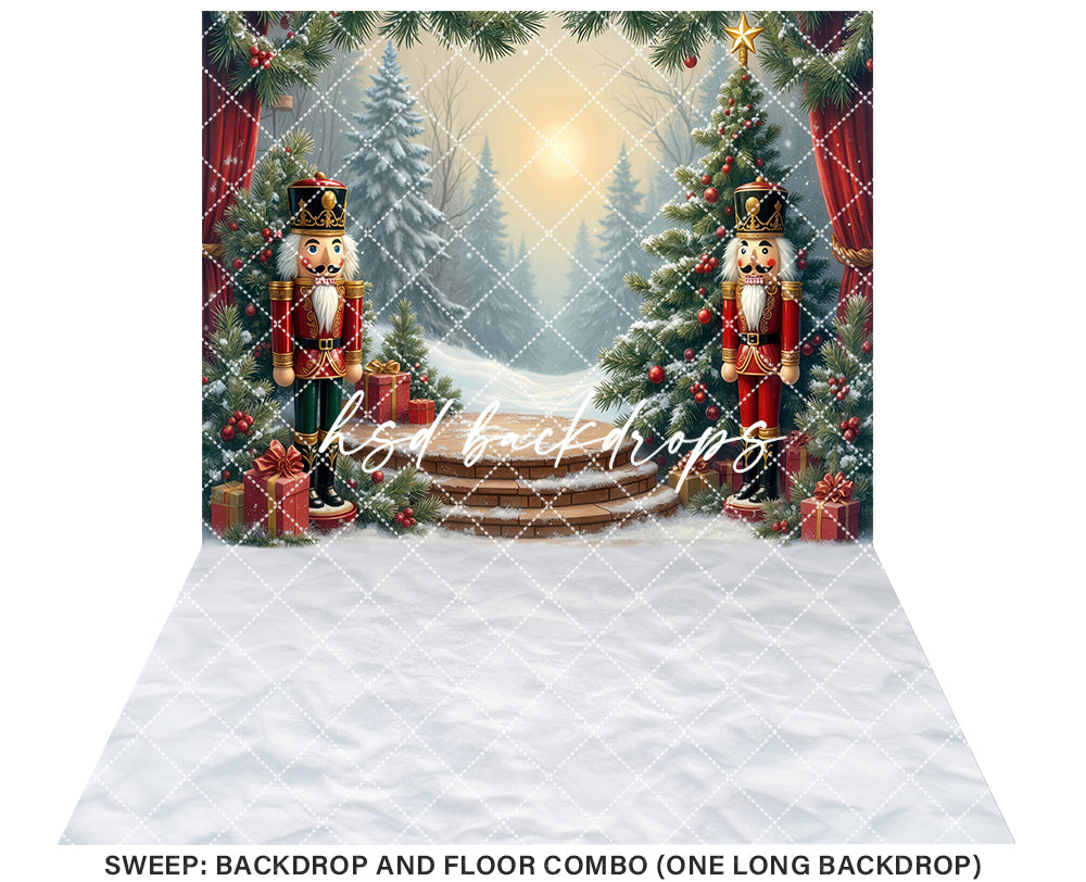 Nutcracker Stage Christmas Backdrop (sweep options)