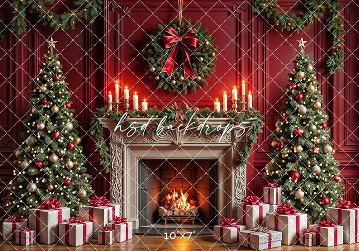 Crimson Christmas Fireplace (sweep options)