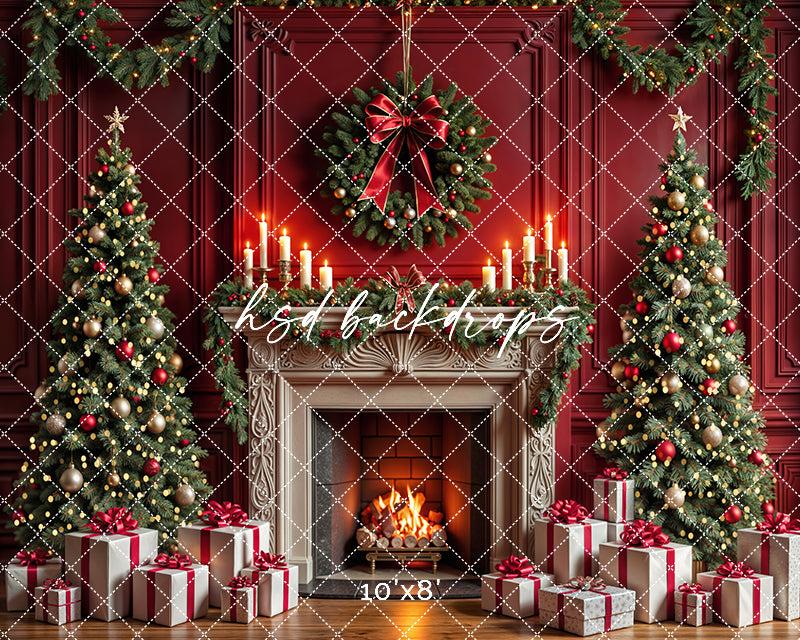 Crimson Christmas Fireplace (sweep options)