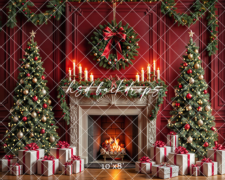 Crimson Christmas Fireplace (sweep options)