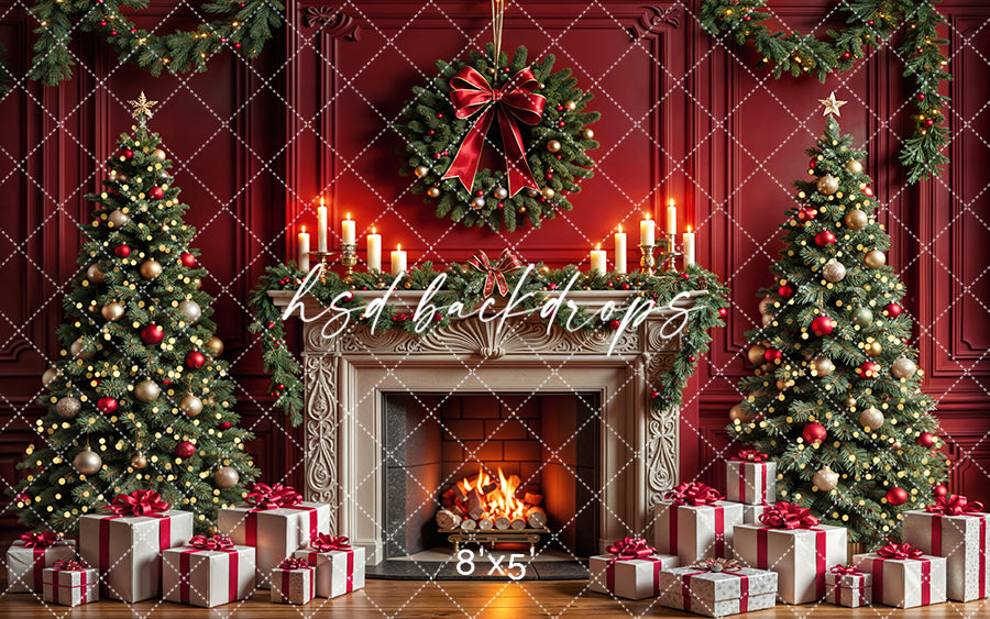 Crimson Christmas Fireplace (sweep options)