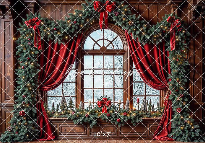 Merry Morning Window Christmas Photography Backdrop (sweep options)