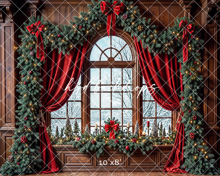 Merry Morning Window Christmas Photography Backdrop (sweep options)