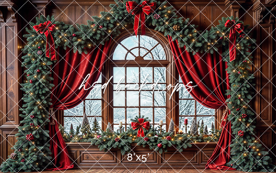 Merry Morning Window Christmas Photography Backdrop (sweep options)