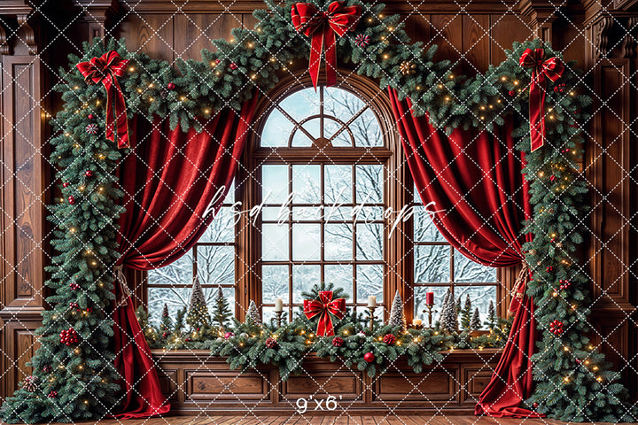 Merry Morning Window Christmas Photography Backdrop (sweep options)