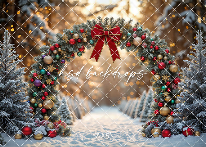 Merry & Bright Arch * Christmas Studio Backdrop (sweep options)