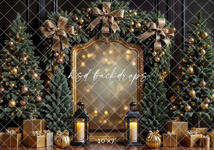 Midnight Gold Gilded Frame * Holiday Photo Background (sweep options)