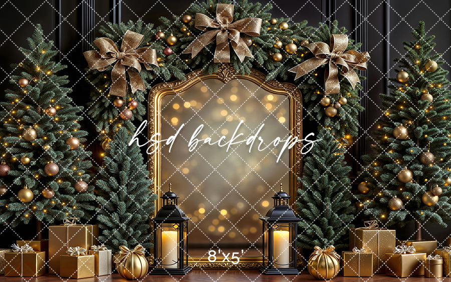 Midnight Gold Gilded Frame * Holiday Photo Background (sweep options)